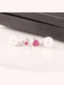 thumb Love Blossoming Red Corundum 5 #  Sterling Silver Bead stud Earring 2