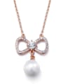 thumb Fashion Cubic Zirconias-covered Bowknot Artificial Pearl Alloy Necklace 0
