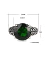 thumb Personalized Green Crystal Antique Silver Plated Alloy Ring 4