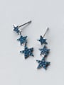 thumb Women Shimmering Star Shaped Zircon S925 Silver Drop Earrings 2