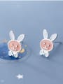 thumb 925 Sterling Silver With Platinum Plated Cute rabbit Stud Earrings 3