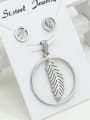 thumb Lovely Round Feather Stud Earrings Pendant Set 0