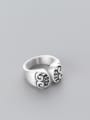 thumb Personality Flower Pattern Open Design S925 Silver Ring 0