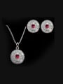 thumb Noble Round Shaped stud Earring Necklace Jewelry Set 2