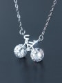 thumb S925 silver mini bicycle shining zircon necklace 3