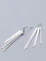 thumb 925 Sterling Silver With Silver Plated Simplistic Hollow Triangle Tassels Stud Earrings 0