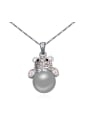 thumb Fashion Tiny Crystals-covered Bear Imitation Pearl Alloy Necklace 0