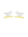 thumb 925 Sterling Silver With Two-color Simplistic Bird Stud Earrings 0