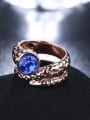 thumb Blue Rose Gold Plated Snake Shaped Rhinestone Ring 2