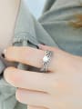 thumb Personalized Freshwater Pearl Two-band Silver Opening Ring 1