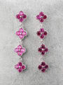 thumb European and American Luxury And Trend Ruby Petals Long Paragraph drop earring 0