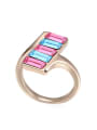 thumb Personalized Rectangular austrian Crystals Stack Alloy Ring 4