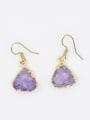 thumb Fashion Natural Purple Crystal Gold Plated Earrings 2