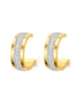 thumb Exquisite Gold Plated Geometric Shaped Rhinestone Clip Earrings 0