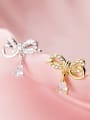 thumb 925 Sterling Silver With Cubic Zirconia Fashion Bowknot Stud Earrings 0