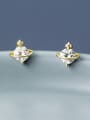 thumb Sterling silver Mini zircon gold star stud earrings (imagine starry sky) 3