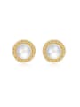 thumb Elegant Gold Plated Pearl Twisted Stud Earrings 0