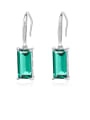 thumb 925 Sterling Silver With Glass stone  Simplistic Square Hook Earrings 0