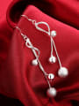 thumb Simple Beads Silver Plated Drop Earrings 2