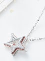 thumb Simple Hollow Star Zircon Silver Necklace 2