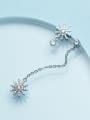 thumb Fresh Snowflake Shaped Asymmetric Zircon Drop Earrings 0