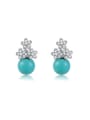 thumb Exquisite Blue Bead Flower Shaped Stud Earrings 0