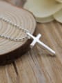 thumb 925 Sterling Silver With Platinum Plated Simplistic Smooth Cross Necklaces 1