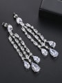 thumb Copper With Platinum Plated Delicate Water Drop Chandelier Earrings 2