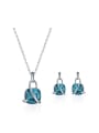 thumb Alloy White Gold Plated Fashion Artificial Stones Two Pieces Jewelry Set 0