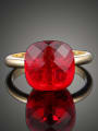 thumb Simple Ruby Crystal Gold Plated Copper Ring 1