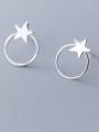 thumb 925 Sterling Silver With Glossy Personality Round Pentagram Stud Earrings 1