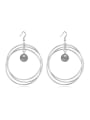 thumb Exaggerated Imitation Pearl Three Rings Alloy Earrings 2