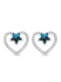thumb Fashion Hollow Heart Little Star austrian Crystals 925 Silver Stud Earrings 2