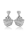 thumb Creative Platinum Plated Square Zircon Drop Earrings 0