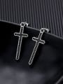 thumb Stainless Steel With Antique Silver Plated Personality Cross Stud Earrings 1