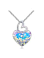 thumb Fashion Shiny Heart Blue austrian Crystals Alloy Necklace 0