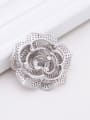 thumb Elegant Cubic Zirconias-covered Flower Copper Brooch 3
