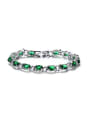 thumb Exquisite Green Oval Shaped AAA Zircon High Polished Bracelet 0