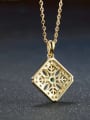 thumb Square Shape Natural Green Micro Pave 14 Gold Plated Necklace 3