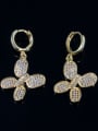 thumb Exquisite 18K Gold Butterfly Shaped Zircon Drop Earrings 0
