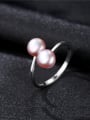 thumb Sterling Silver 6-7mm natural freshwater pearl free size ring 0