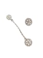 thumb Fashion Asymmetrical Snowflake Cubic Zirconias Silver Stud Earrings 0