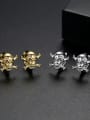 thumb Copper With White Gold Plated Punk Skull Stud Earrings 0