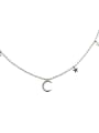 thumb Fashion Moon Star Tiny Cubic Zirconias Silver Necklace 0