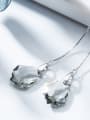 thumb Simple Water Drop shaped austrian Crystal Line Earrings 2