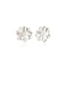 thumb 925 Sterling Silver With Platinum Plated Cute Flower Stud Earrings 1