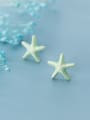 thumb 925 Sterling Silver With Platinum Plated Simplistic Star Stud Earrings 0
