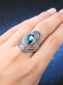 thumb Retro style Oval Glass Silver Plated Ring 1