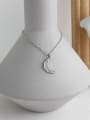 thumb 925 Sterling Silver With Platinum Plated Simplistic Moon Necklaces 3