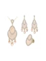thumb Fashion Shell Pink Crystals White Rhinestones Alloy Three Pieces Jewelry Set 0
